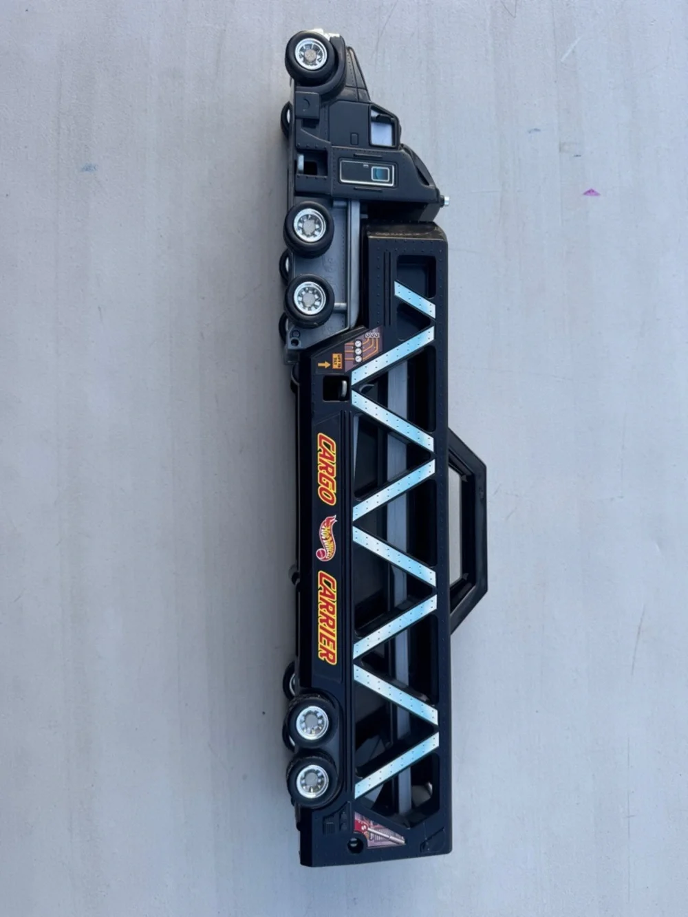 Hotwheels Black Toy Cargo Carrier 1997 Vintage. 18.5” pre-owned
